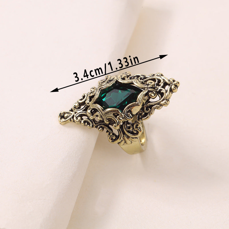 Gold Green Zircon Fashion Personality Female Ring