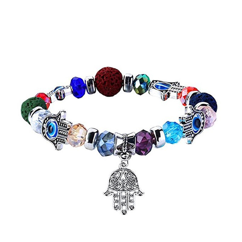 Blue Devil's Eye Resin Colored Glaze Ball Fatima Bracelet