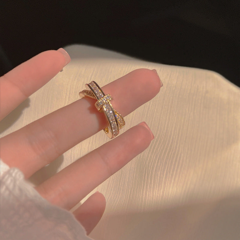 Zircon Cross Female Fashion Personalized Index Finger Trendy Rings