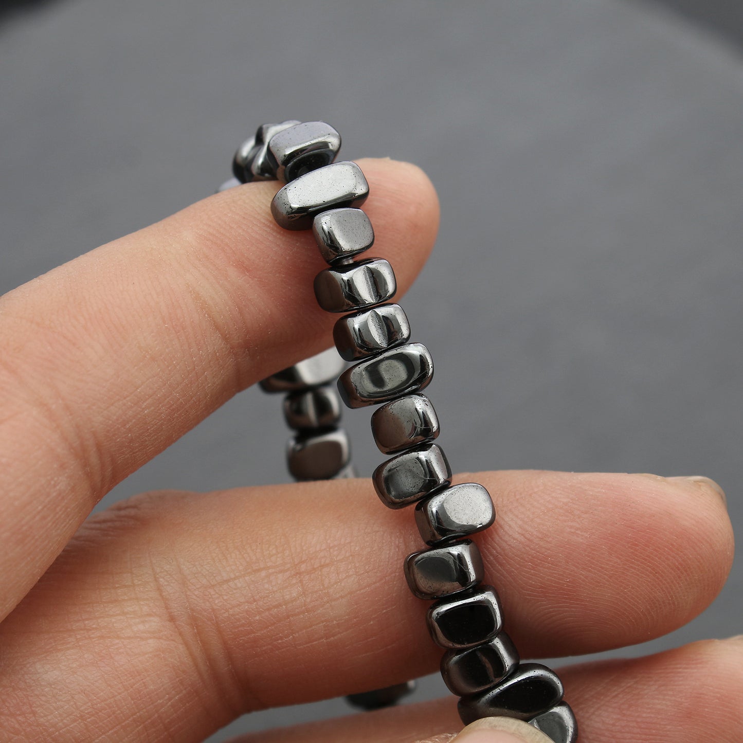 Men's Hand-woven Adjustable Irregular Iron Stone Beaded Bracelets