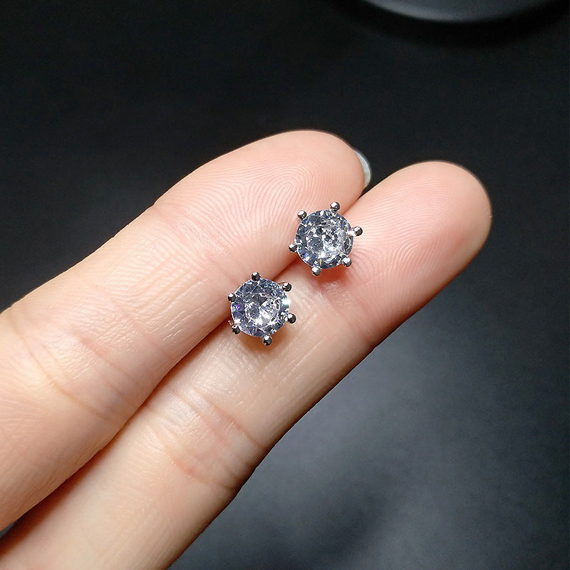 Zircon Imitation Simple Blue Treasure Unisex Single Diamond Earrings