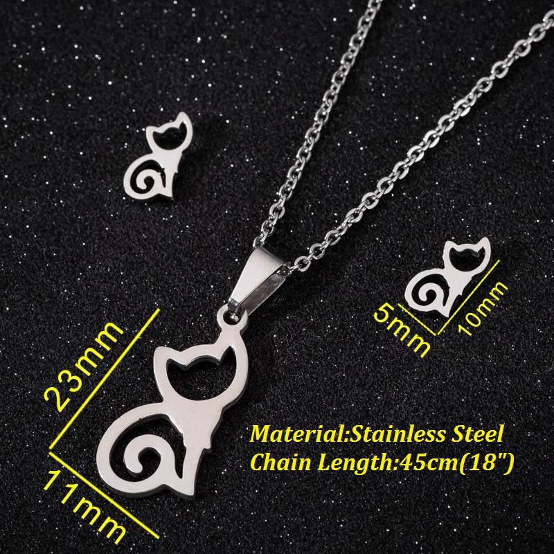Women's & Men's Small Animal Cat Ear Three-piece Necklaces