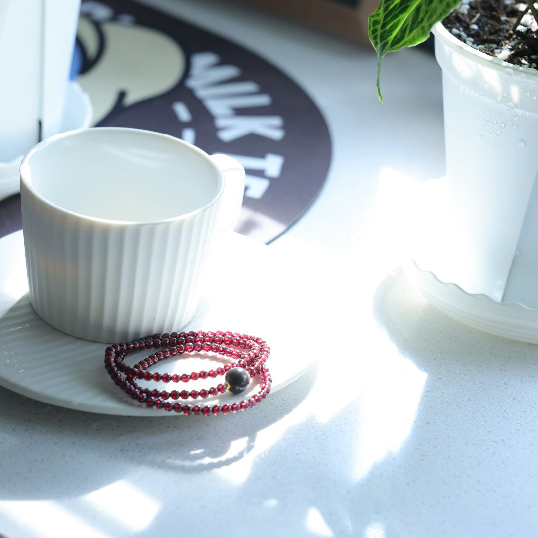 Bracelets assortis à trois cercles rouge vin pour femmes