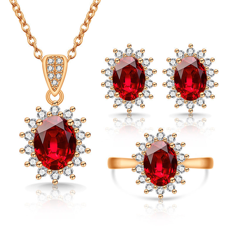 Live Broadcast Colored Gems Fashion Simulation Jewelry Set