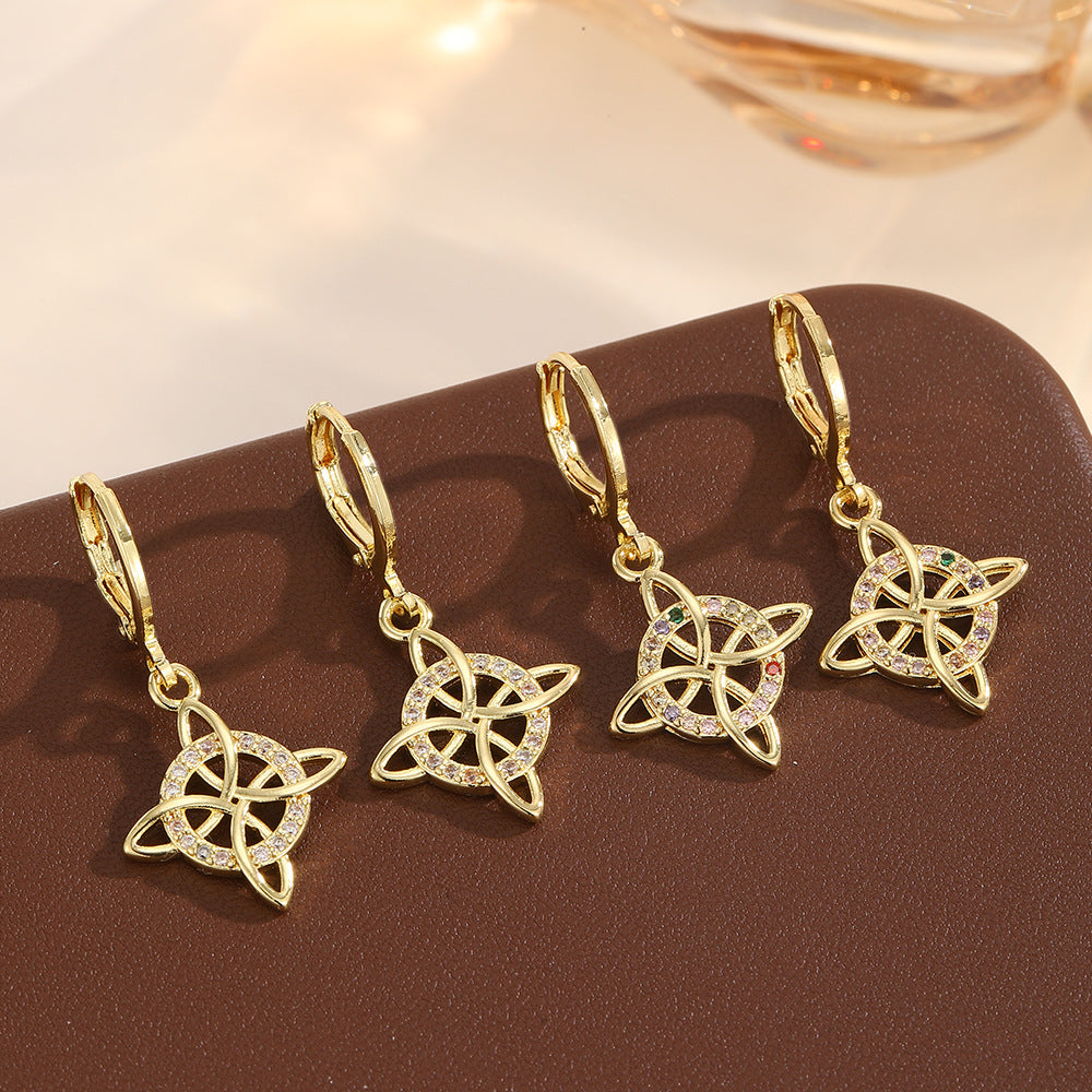 Women's Witch Color Four Mang Star Diamond Special Interest Light Luxury Earrings