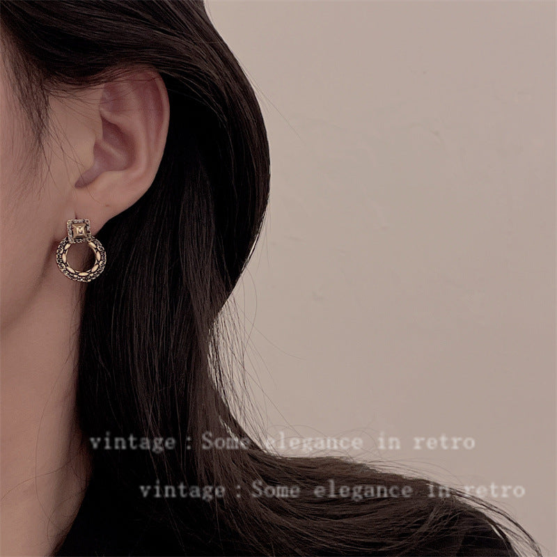 Vintage Niche Design Exaggerated Style Sier Earrings