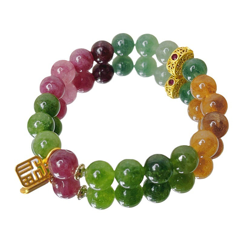 Women's Retro Jade Simple Blessing Card Ethnic Style Beaded Bracelets