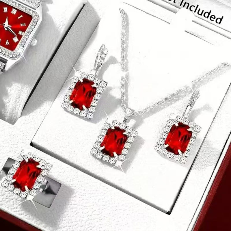 Women's Diamond Heart-shaped Rhinestone Light Blue For Jewelry Set
