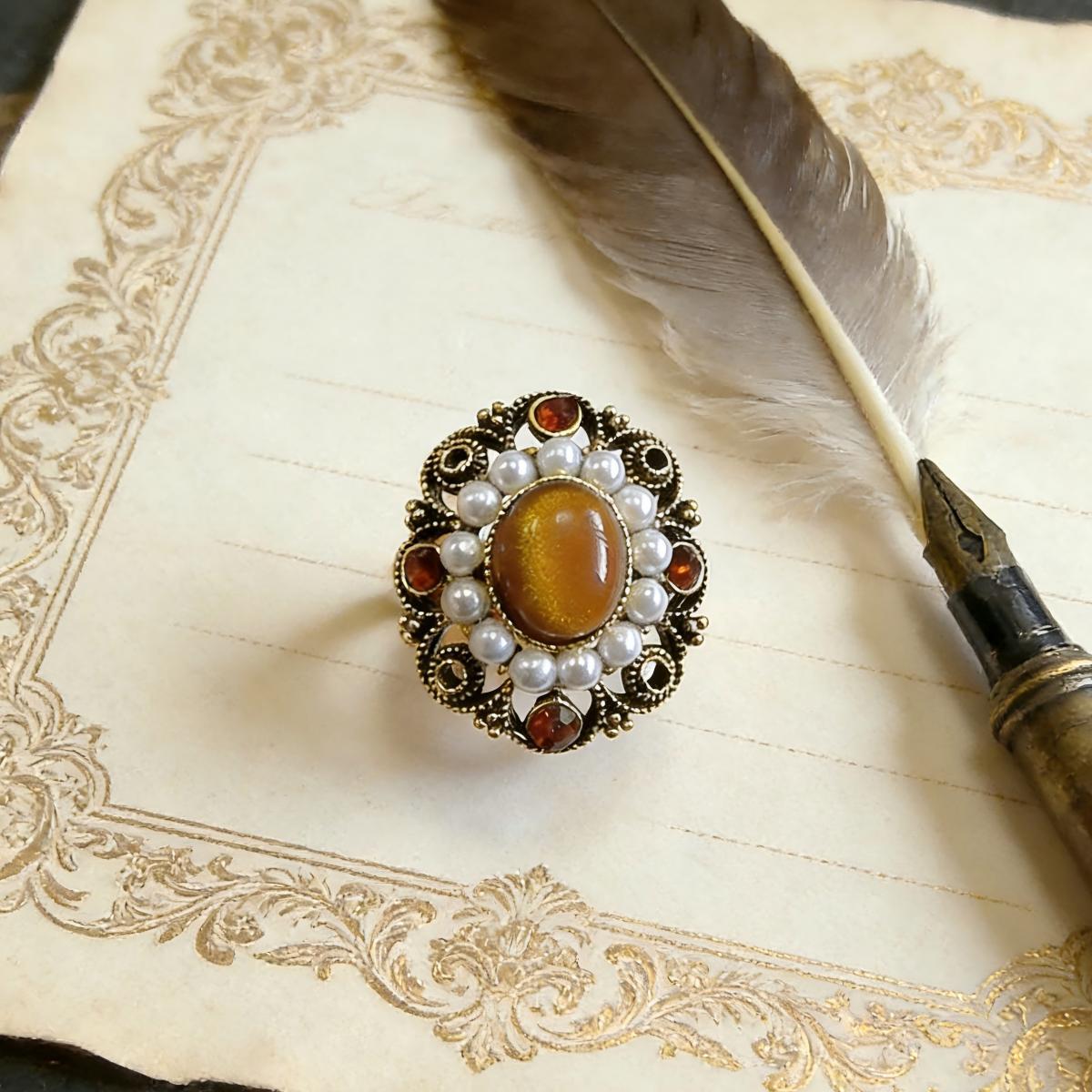 Moonstone Enamel Palace Style Daily Commuter Ring