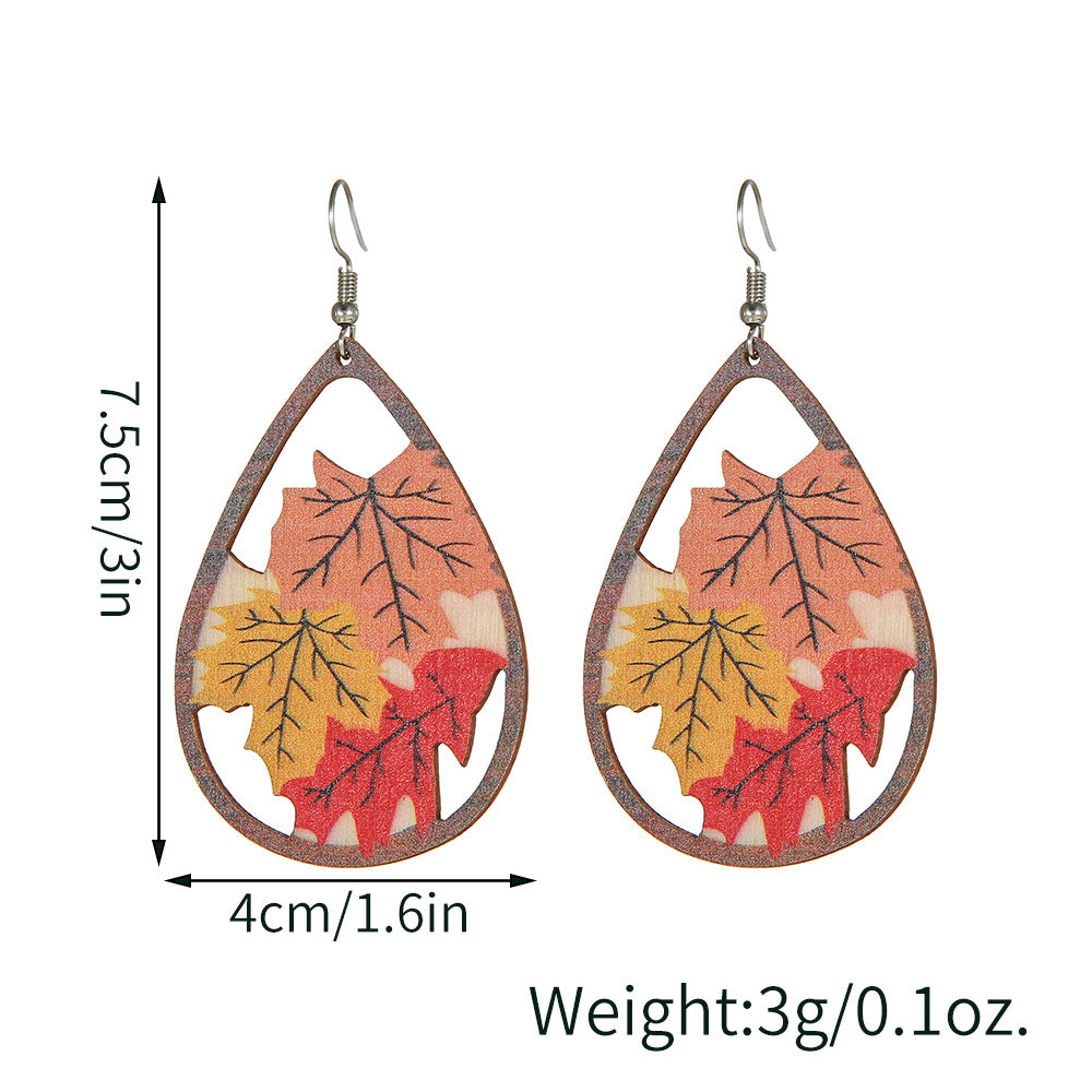 Ahornblatt Thanksgiving Geschenk Doppelseitige Holzohrringe