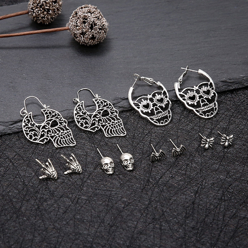 Boucles d'oreilles avec masque de crâne d'Halloween, personnalité, abeille, chauve-souris