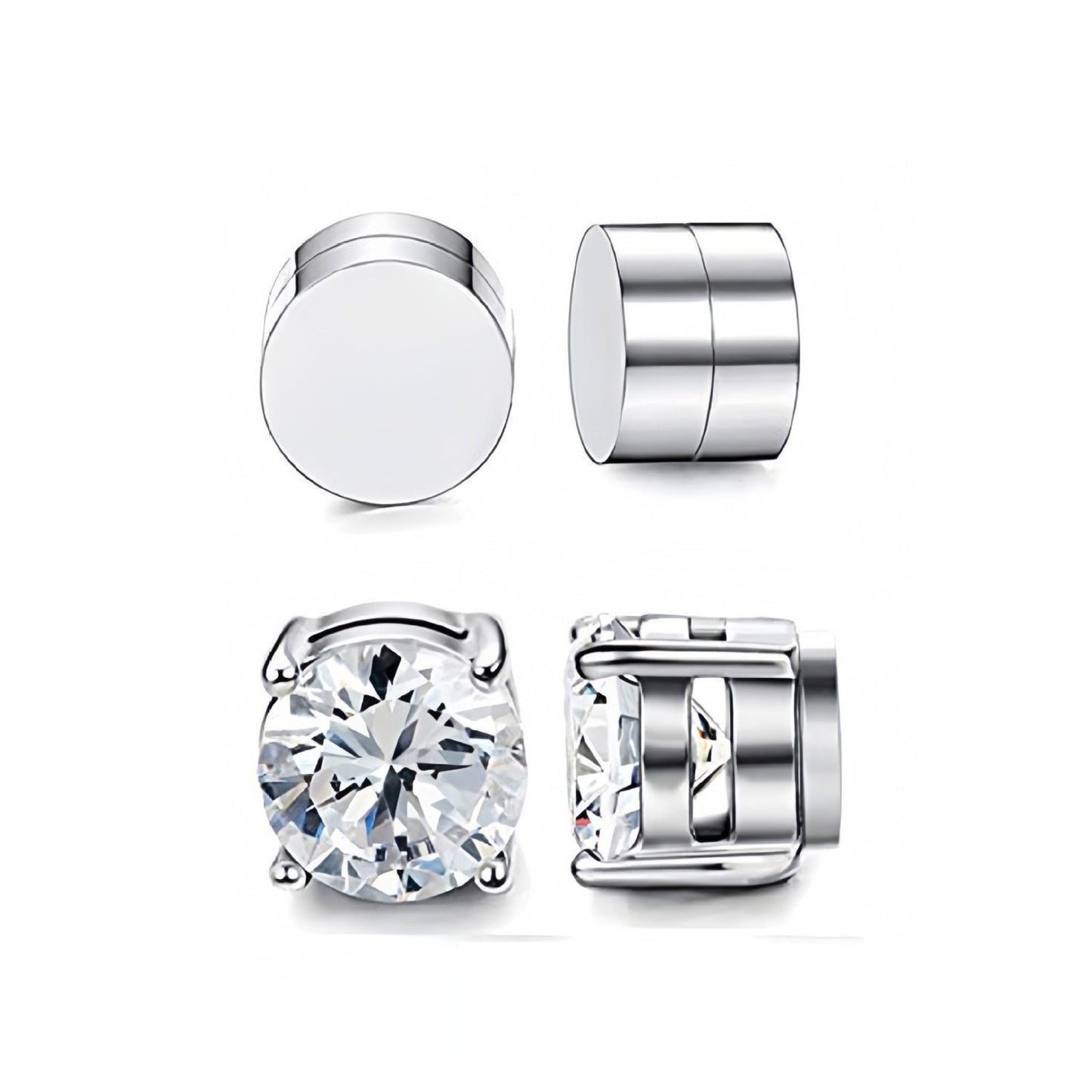 Zircon Stainless Steel Magnet Clips Couple Ear Clip