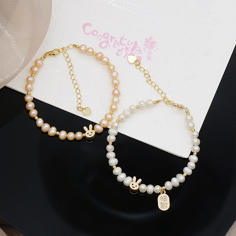 Real Freshwater Pearl Rabbit Exquisite Cute Bracelets