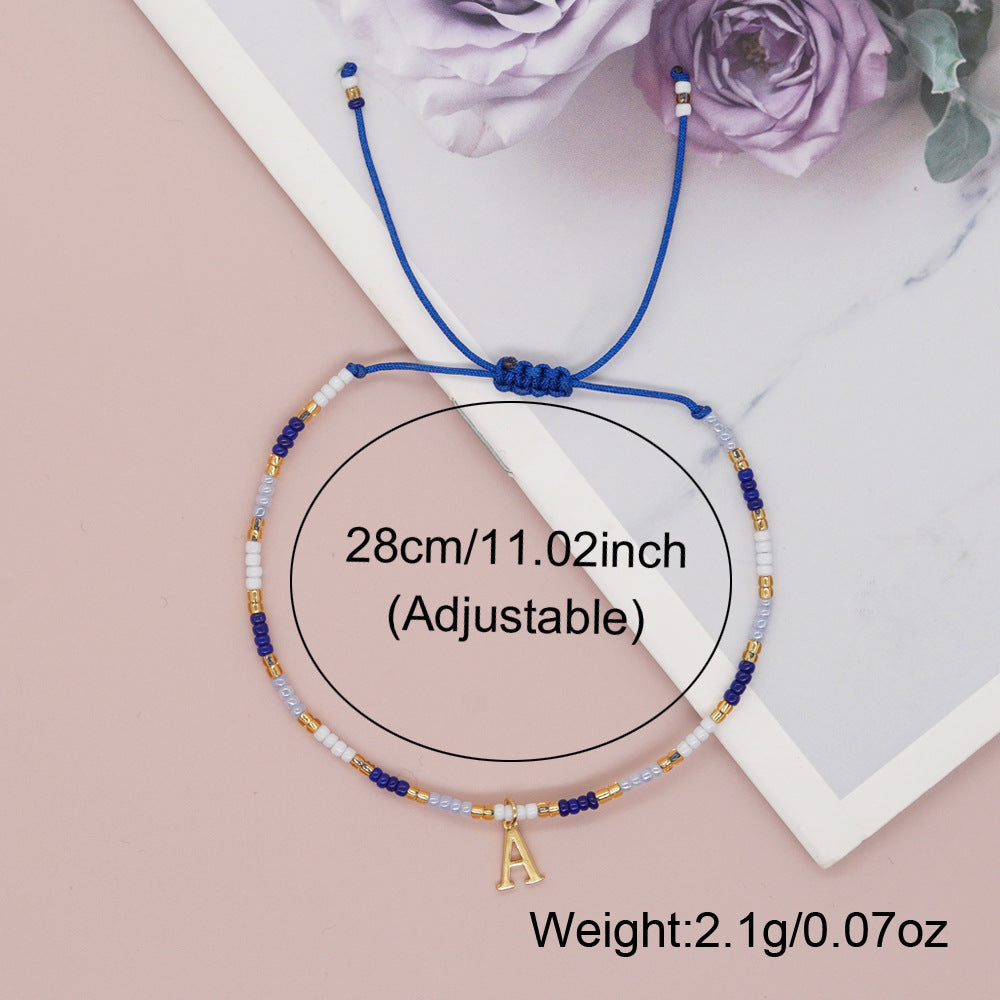 Women's Simple Style Contrast Color Bead English Letters Handmade Bracelets