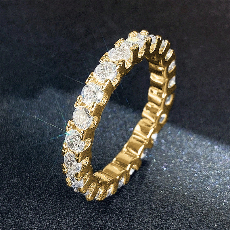 Women's Light Luxury Full Circle Over Inlaid Zircon Ring