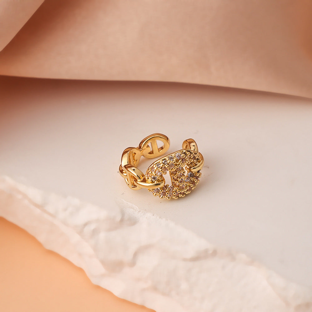 Women's Pig Nose Light Luxury Super Flash Zircon High-grade Ear Clip