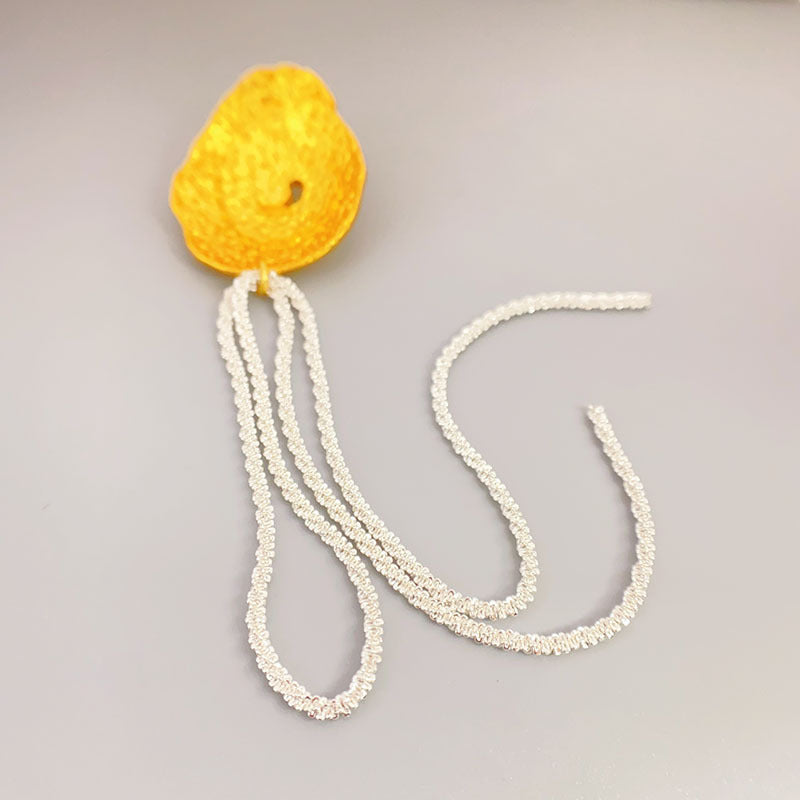Women's Retro Fashionable Golden Light Luxury Sier Tassel Contrast Color High-grade Rings