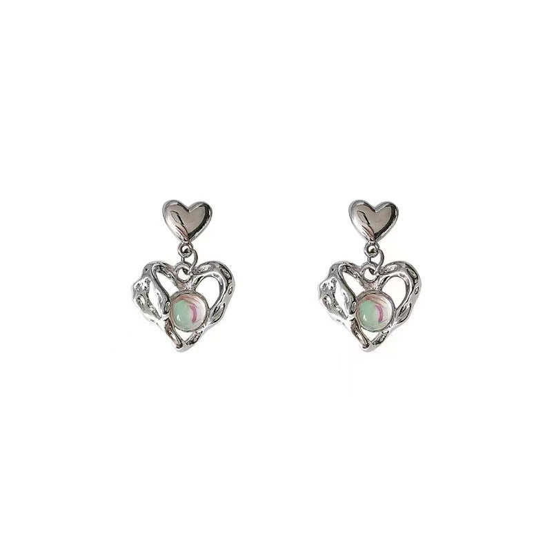 Boucles d'oreilles en forme de cœur d'amour pour femmes, personnalité de luxe légère, Style doux et Cool