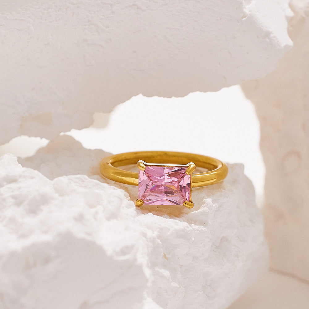 Stainless Steel Female Gold Plated Design High Sense Ring