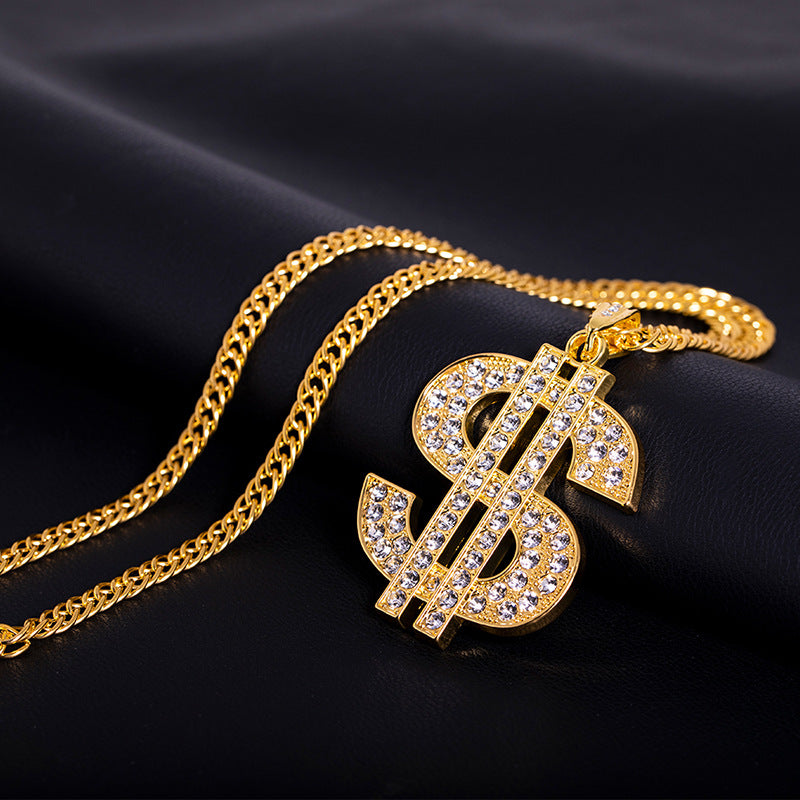 Exaggerated Dollar Symbol Sweater Chain Personality Hip Necklaces