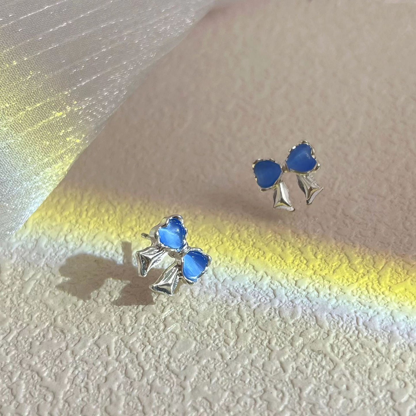 Women's Sweet Elegance Fresh Blue Opal Bow Rings