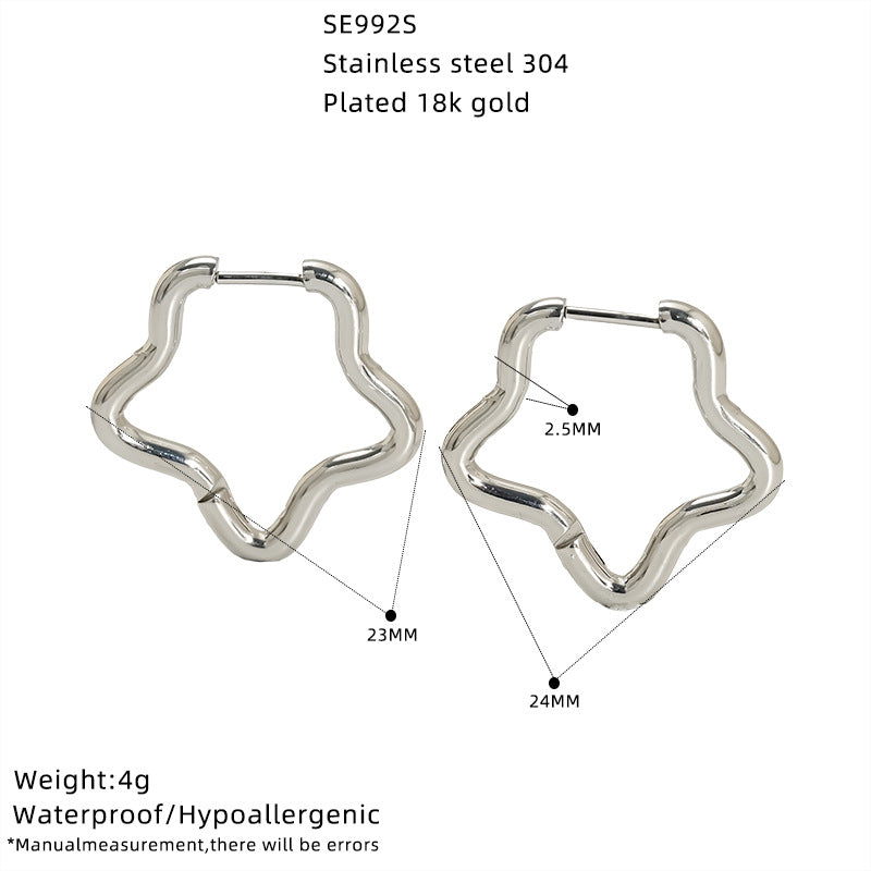 Stainless Steel Simple Geometric Gold Hexagon Personality Titanium Ear Rings