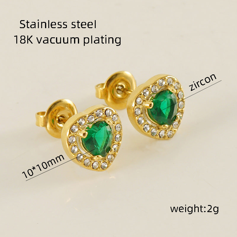 Women's Titanium Steel Zircon Stainless Square High-grade Earrings