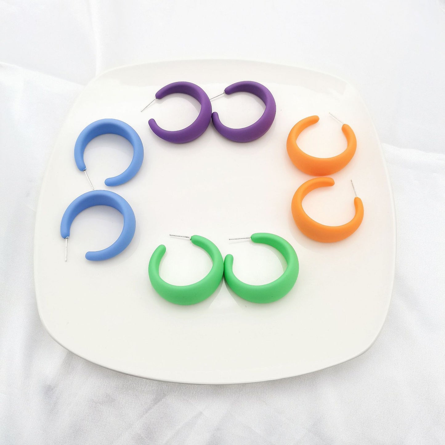 Needle Color Resin Circle Candy Shaped Fluorescent Cute Personality Stud Earrings