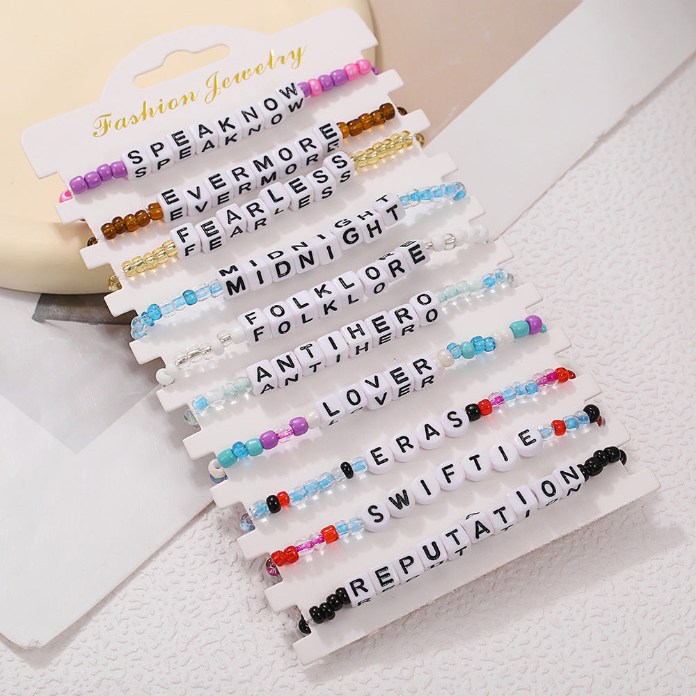 Bohemian Beads Suit Colorful Letter Square Bracelets