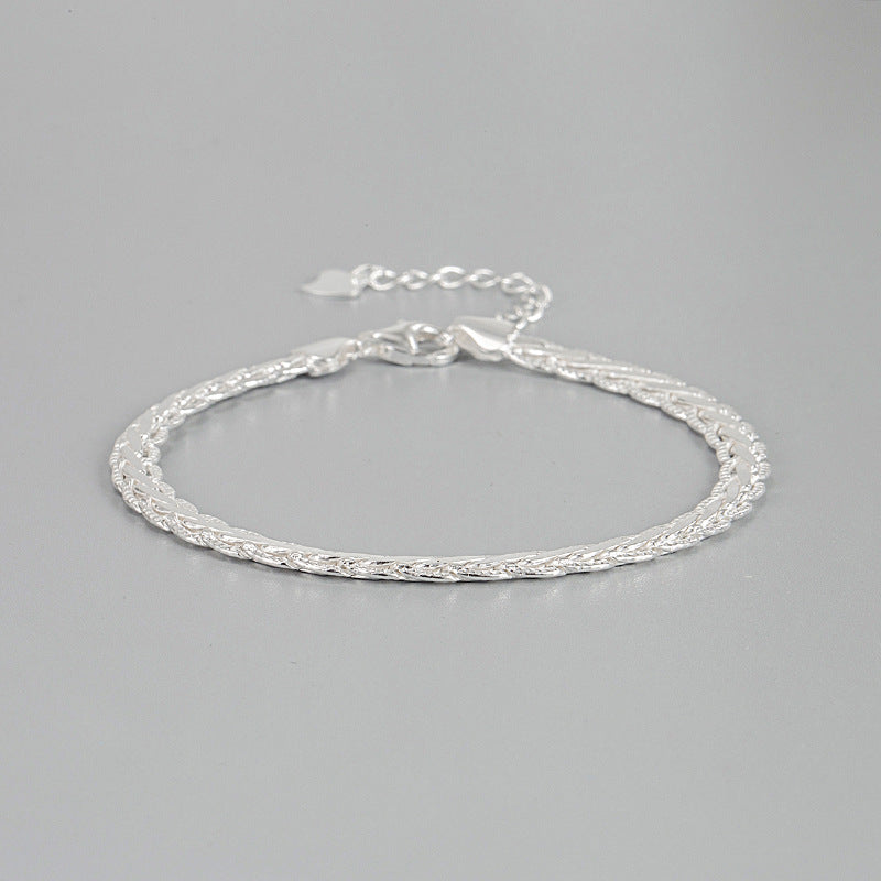 Bracelets à cordon torsadé tissé en argent sterling fin pour femme