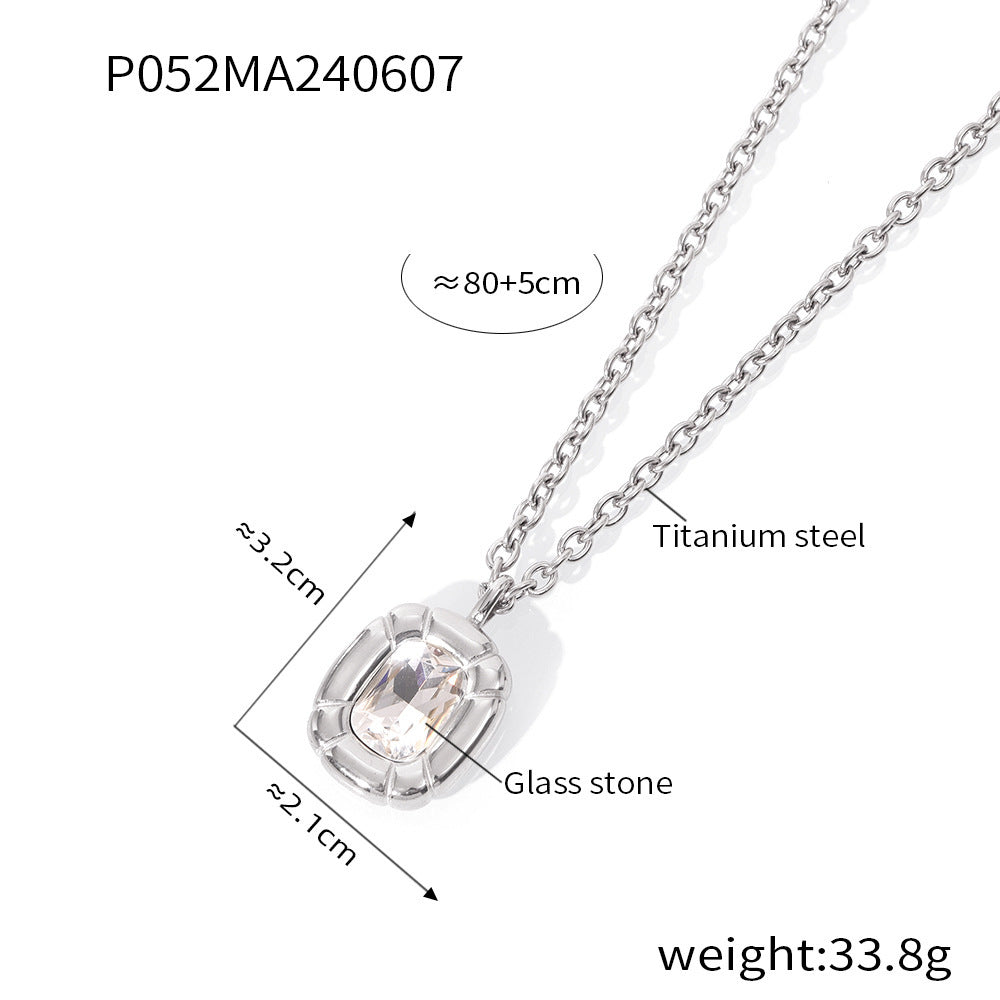 Simple Design Diamond Titanium Steel Gold-plated Jewelry Set