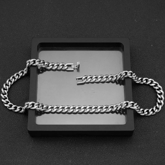 Women's & Men's Titanium Steel Fashion Hip Hop Jewelry Buckle Necklaces