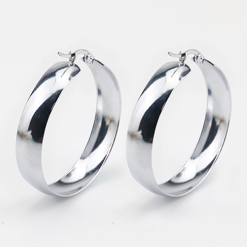 Women's Stylish Simple Personality Trendy High Profile Large Titanium Steel Clip Ear Buckle