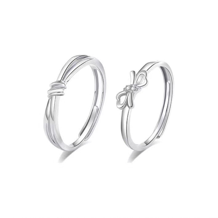 Sterling Sier Korean Style Minimalist Bowknot Rings