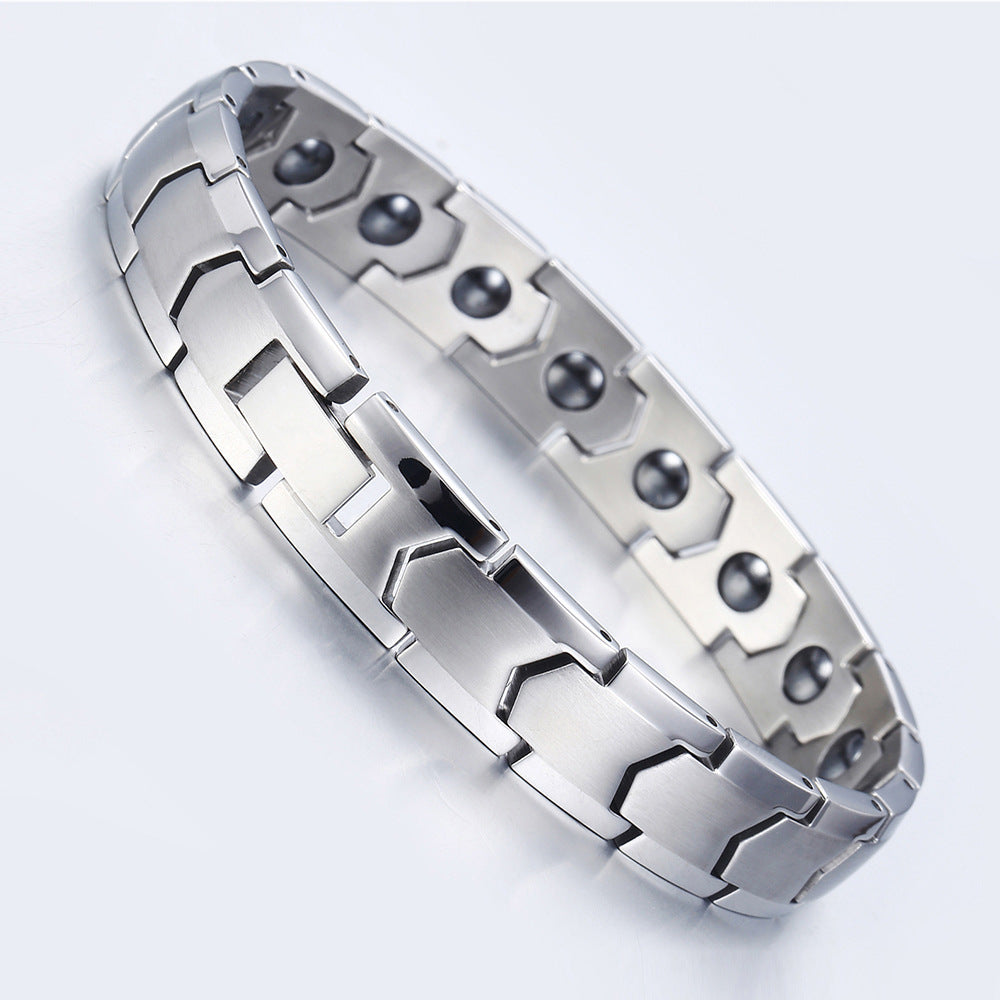 Men's Stainless Steel Magnetic Therapy Energy Ornament Bracelets