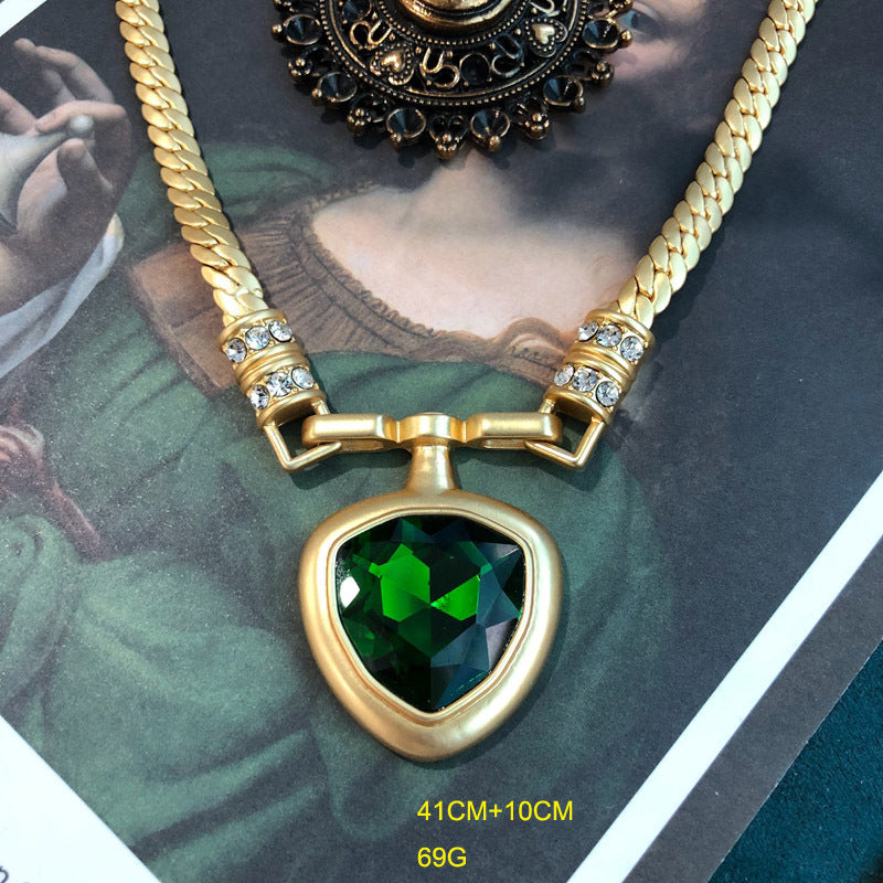 Vintage Series Electroplated Real Gold Rose Chinese Green Temperament Wild Jewelry Set
