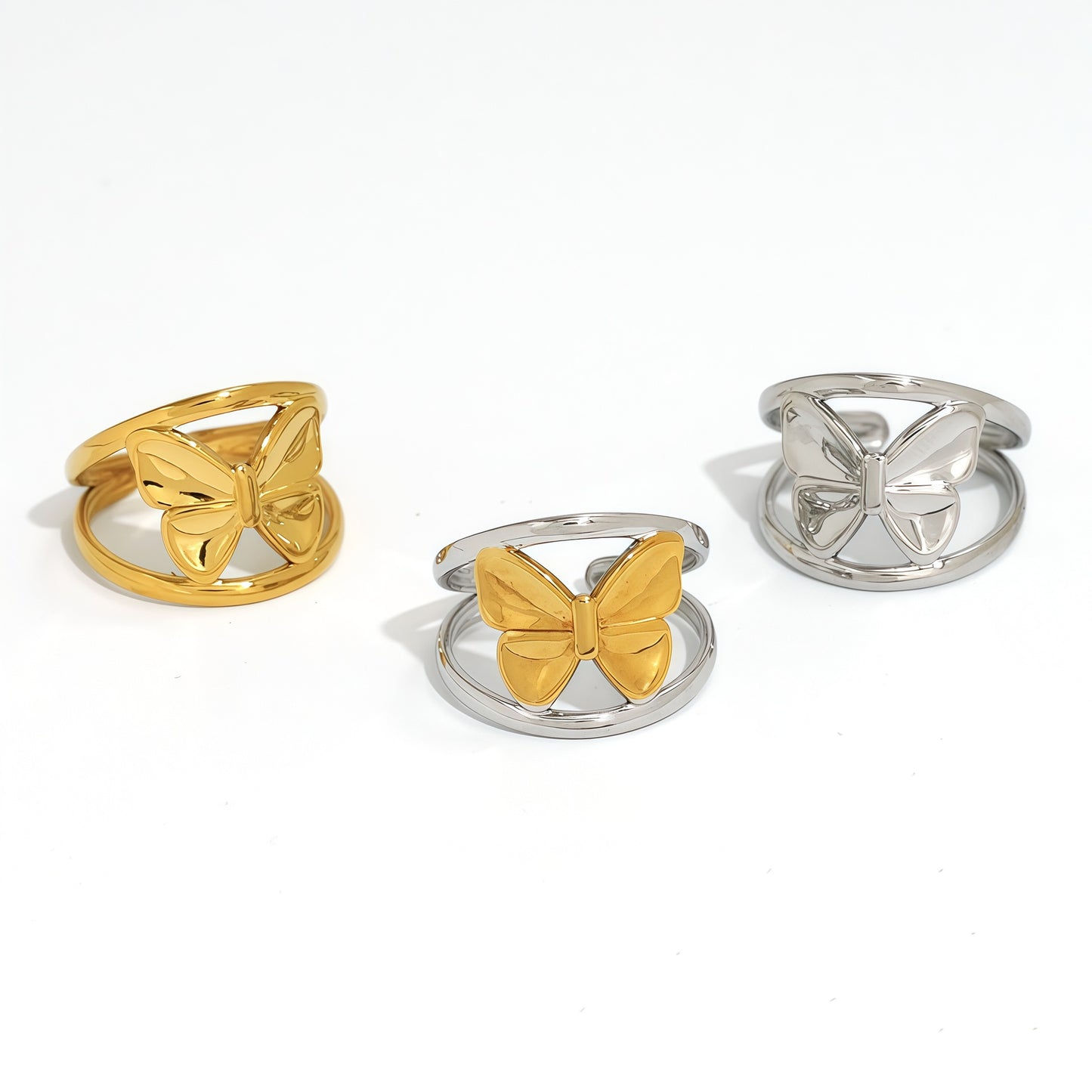 High-grade Light Luxury Packaging Female Design Hollow Butterfly Ring