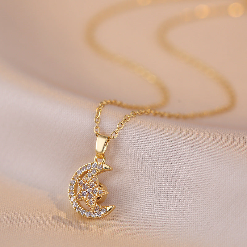 Women's Moon Niche Design Temperament Three-piece Clavicle Necklaces