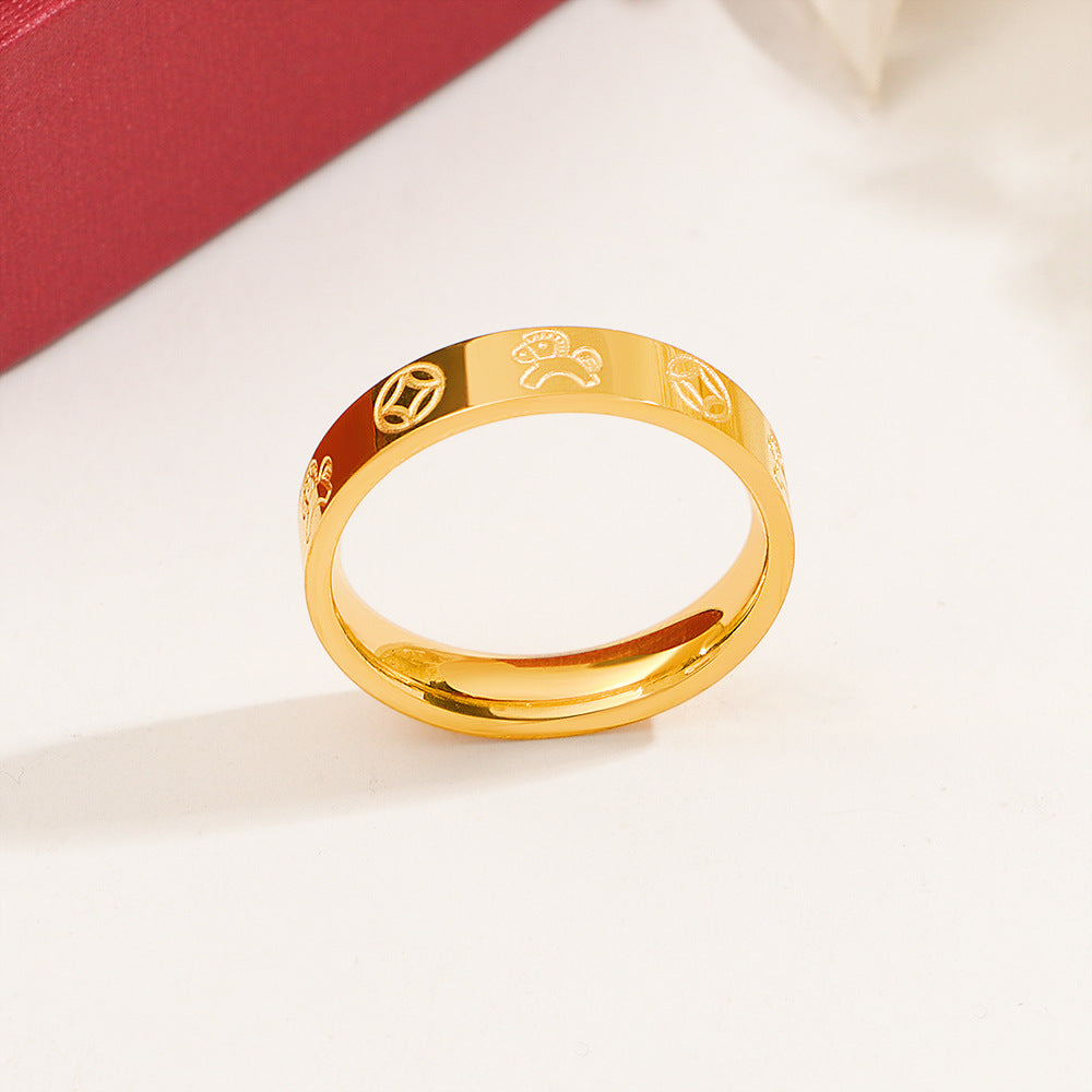 Steel Immediately Rich Female Senior Design Couple Copper Coins Can't Ring
