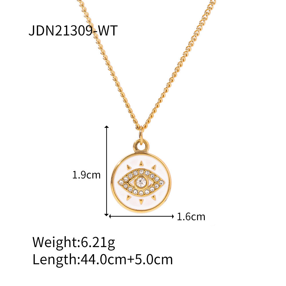 Fashion Stainless Steel Devil's Eye Round Necklaces