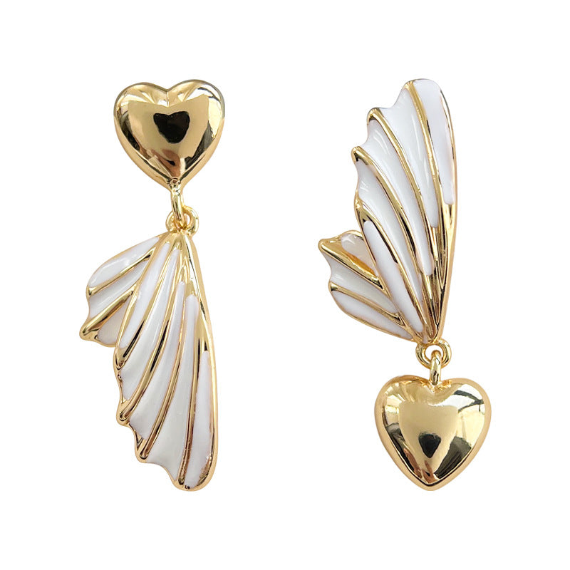 Women's Asymmetric Design Wings Heart-shaped Personalized Creative Earrings