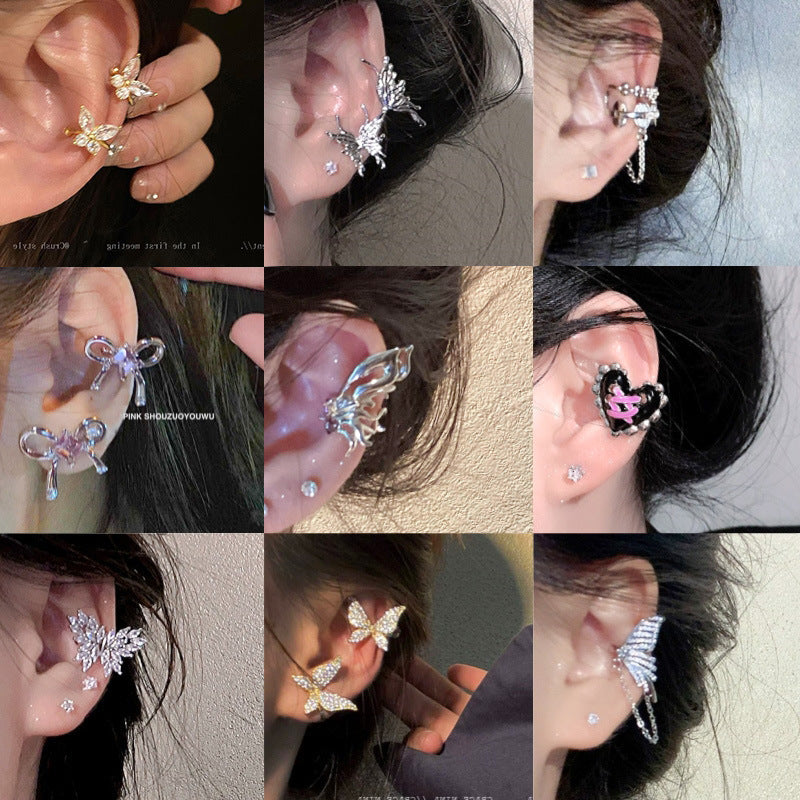 Wings Female Light Luxury Temperament Personality Sweet Cool Face Ear Clip
