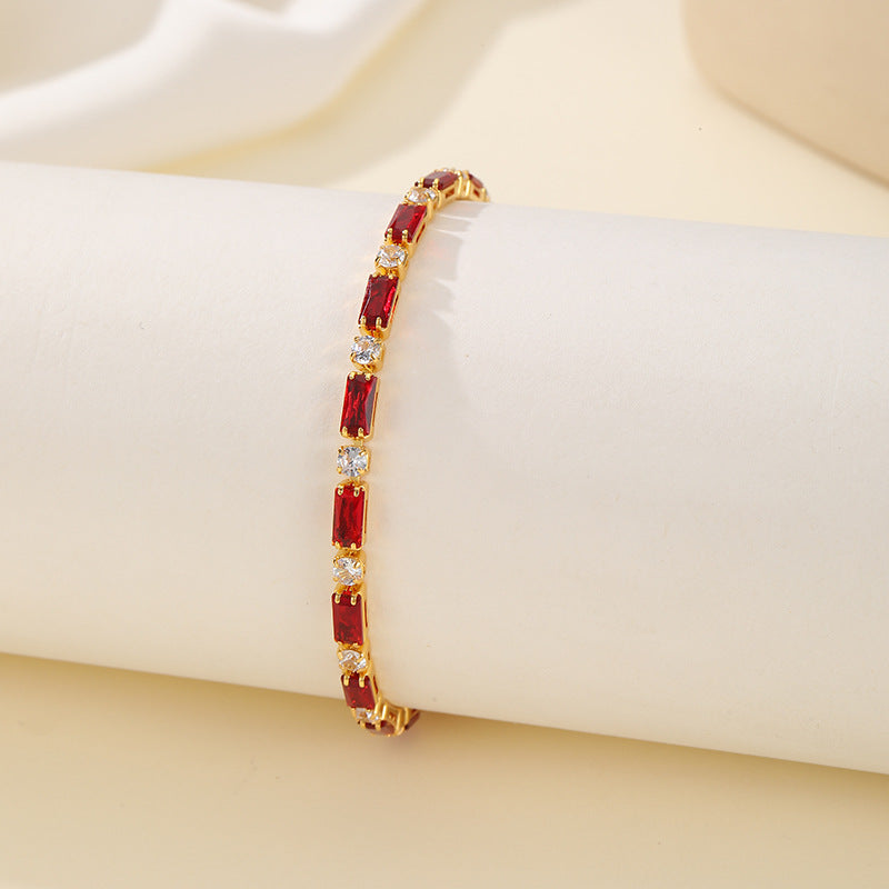 Women's Luxury Fashion Square Zircon High-grade Dopamine Simple Exquisite Versatile Watch Bracelets
