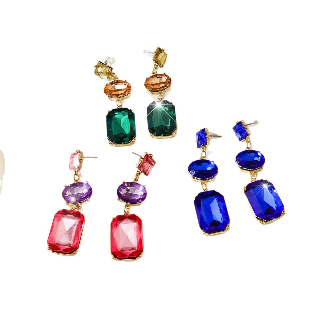 Bohemian Contrast Color Three-color Elegant Geometric Earrings