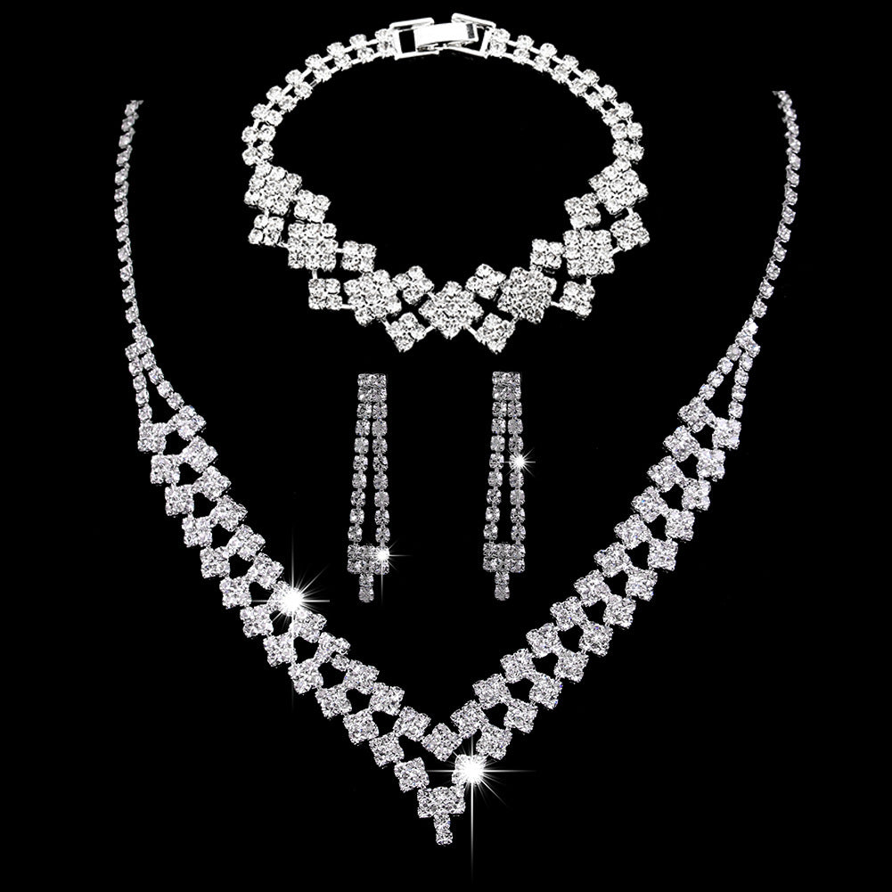 Zircon Water Drop Eardrops Bride Wedding Jewelry Set