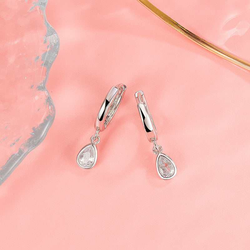 Women's For Niche Design Zircon Water Drops Clip Rings