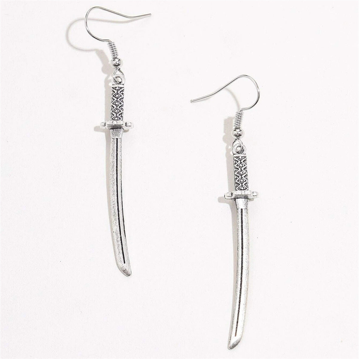 Unisex Punk Ancient Sier Small Dagger Eardrops Metal Earrings