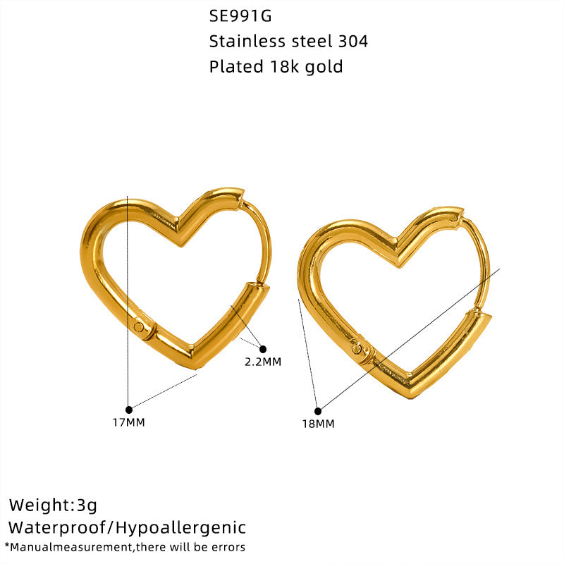 Stainless Steel Simple Geometric Gold Hexagon Personality Titanium Ear Rings