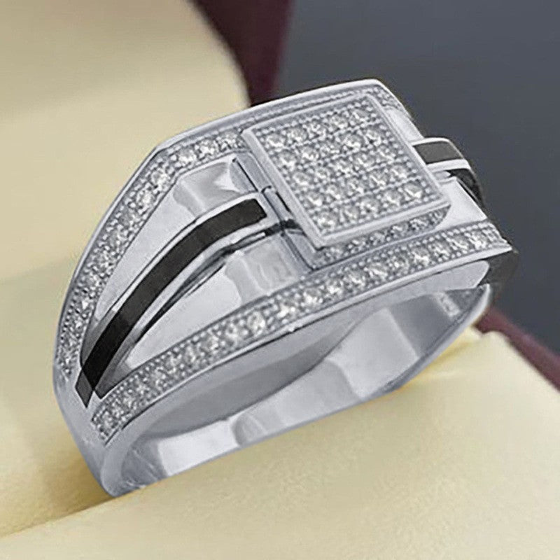 Jewelry Inlaid Rhinestone Cross Gold Popular Rings