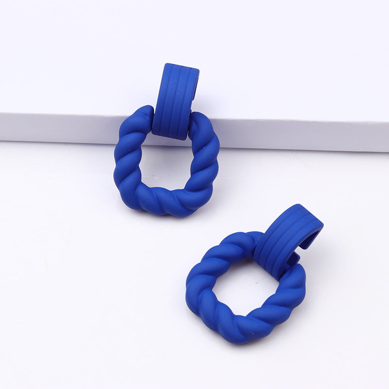 Square Semicircle Stitching Spray Rubber Paint Acrylic Earrings